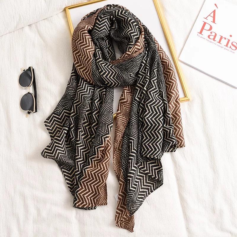 

New Arrival 2021 Brand Winter Hijab Cotton Scarf Fashion Female Large Women Poncho Shawl Bandana Foulard Scarves Femme, Blue;gray