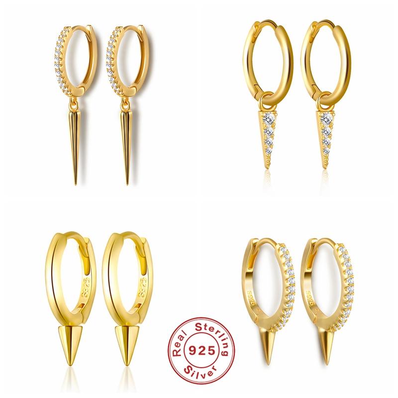 

Hoop & Huggie Aide 925 Sterling Silver Earrings For Women Small Gothic Girl Cartilage Ear Bone Earring Punk Spike Zircon Aretes