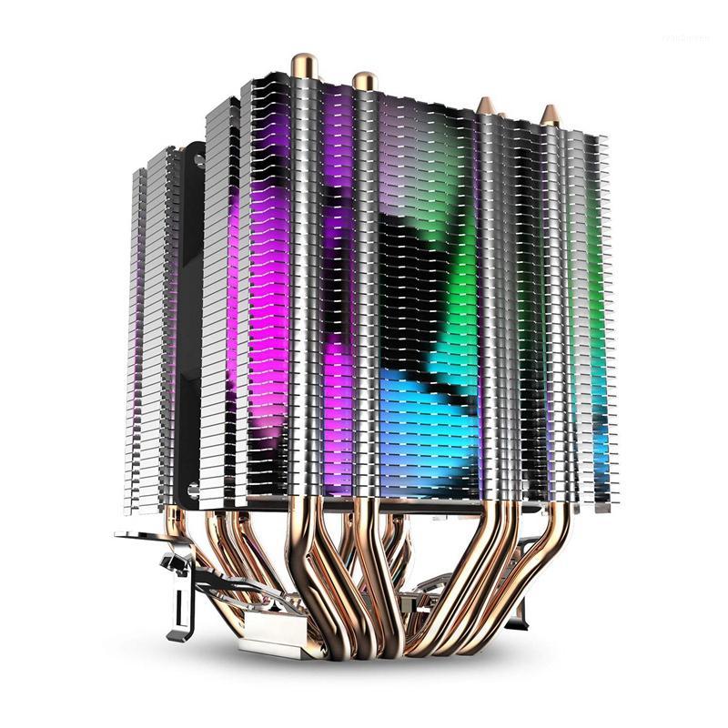 

Cpu Air Cooler 6 Heat Pipes Twin-Tower Heatsink With 90Mm Rainbow Led Fans For 775/1150/1155/1156/13661