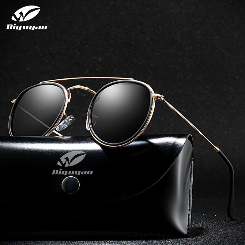 

DIGUYAO Luxury Women Sunglasses Men ROUND Polarized Sun Glasses Alloy Twin Beam Retro Female Glasses Shades Oculos Feminino