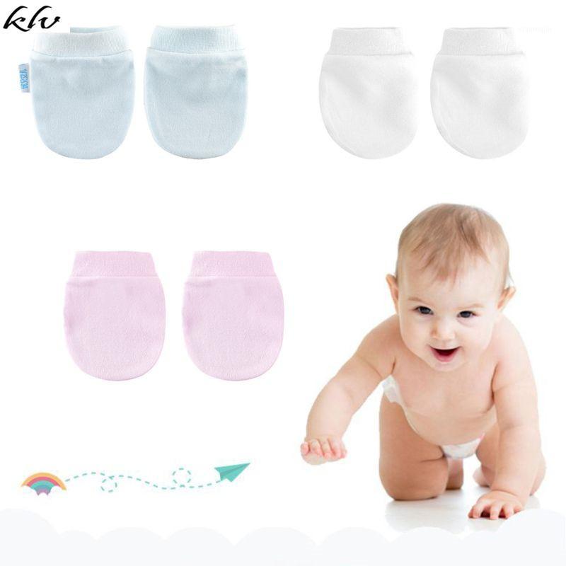 

KLV 4 Pair/set Simple Cute Baby Knit Gloves Newborn Anti-eat Hand Anti-Grab Glove1, White