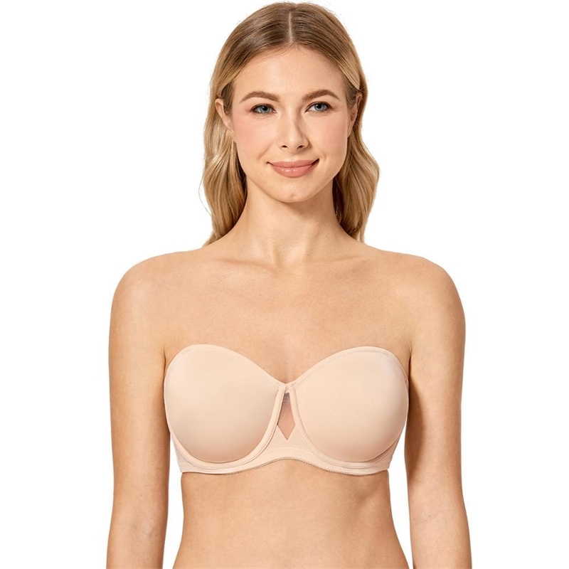 

Women's Multiway Smooth Underwire Convertible Straps Non Padded Plus Size Strapless Bra Y200415, Black01