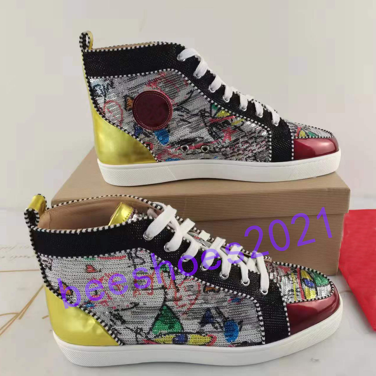 

Mens Casual Shoes Women Outdoor Red Bottoms Shoe Studded Spikes Loafers Sneakers Suede Leather Flats Couples Ttrainers Des Chaussures C1, Shoelaces