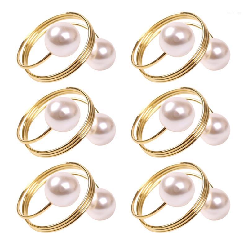 

6pcs Restaurant Hotel Table Decorated Pearl Napkin Ring Christmas Napkin Clasps1