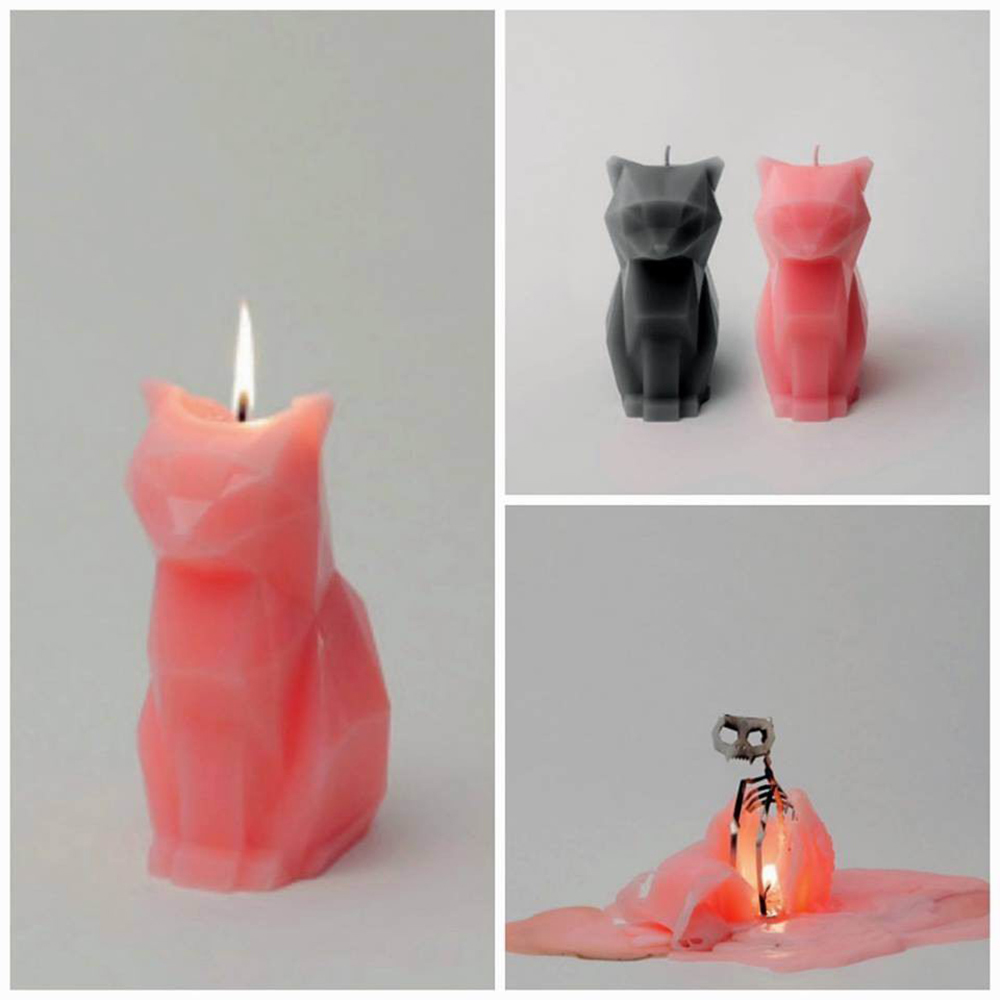Drop Shipping Black Cat Pet Handmade Craft Candle With Skeleton