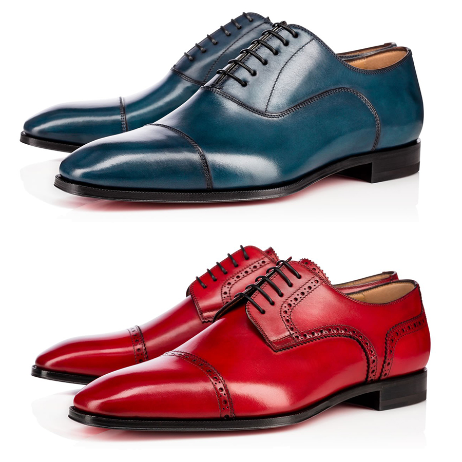 

Luxurys Designers loafers Oxford Derby mens shoes red bottoms black brown bule suede Patent Leather Rivets glitter fashion Dress Wedding Business size 39-47