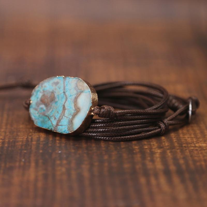 

Retro Gift Adjustable Decor Exquisite Charm 5 Strands Wrap Fashion Unique Women Bracelet Handmade Jewelry Bead Natural Stones