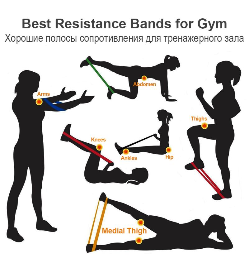 

5Pcs/lot Fitness Yoga Resistance Rubber Bands Fitness Gym Workout Training Equipment 0.35-1.1mm Pilates Elastic Bands For Sprot