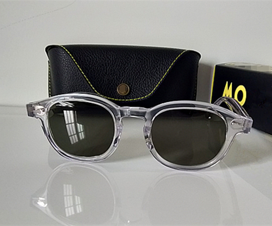 

Hotsale Retro-vintage Johnny Depp UV400 sunglasses crystal-rim HD-polarized lenses Pure-Plank full-rim full-set case L M S size