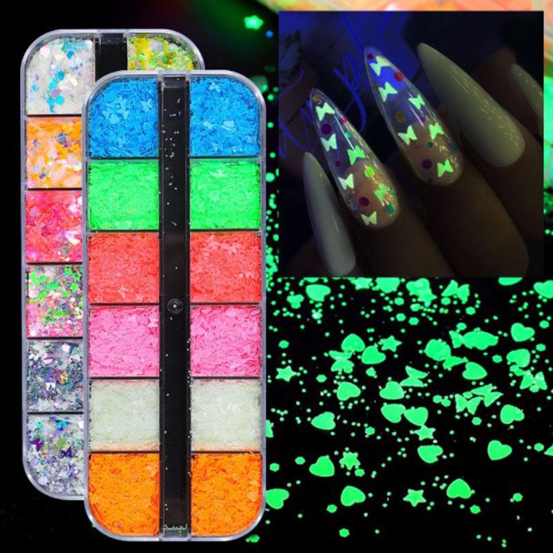 

Fluorescence Laser Mixed Butterfly Heart Fruits Various Shapes Nail Art Glitter Flakes 3D Colourful Sequins Nail Decoration