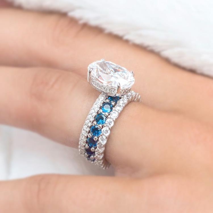 

Exquisite White Blue Gems Crystal Rings Bridal Wedding Rings Anniversary Jewelry Promise Ring Christmas Gift for Women1