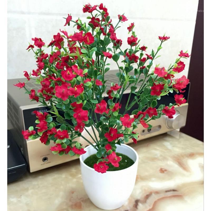 

Artificial Flower Small Potted Plants Bonsai Fashion Office/Garden Decoration Simulation Plant Home Party Display Flowers1, Beige