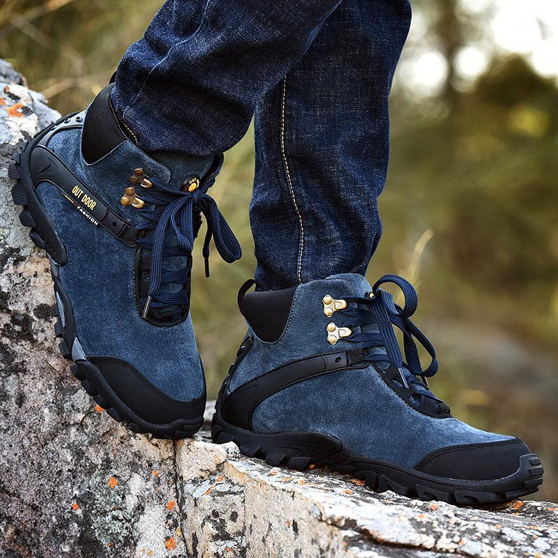 

Men Shoes Winter Autumn Sneakers Genuine Leather Flats Work Mens Boots Waterproof Outdoor Ankle Boot Footwear Botas Hombre1, Winter blue