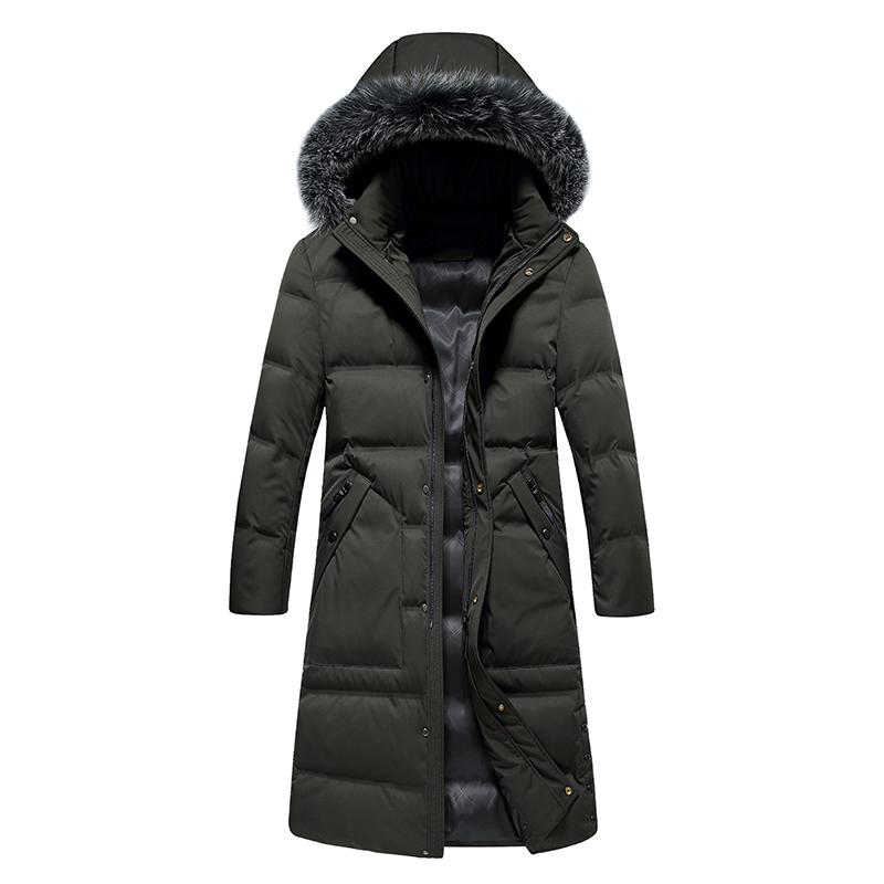 

High Quality Men Down Jackets Fashion Long Hooded Warm Mens Winter Coat 90% White Duck Down Jacket Men Casual Winter Coats, Black