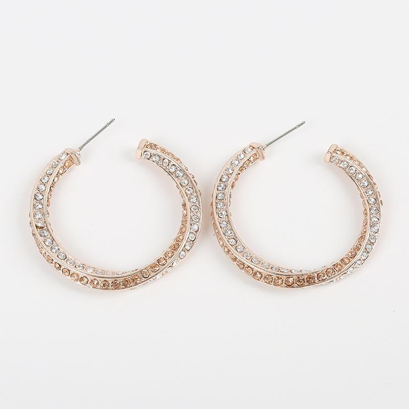 

ZI.SEN Fashion Bohemia Hoop Earring For Women Vintage Personality Cubic Zirconia Jewelry Rose Gold Color Large Circle Earrings1, Golden