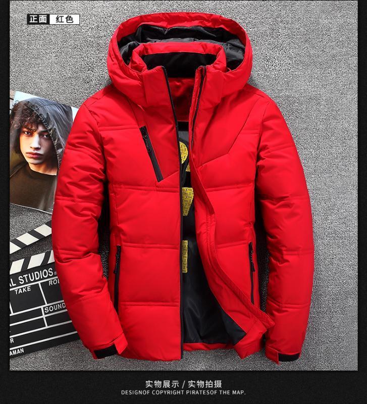 

mens / teenagers winter warm thick duck down jacket outerwear hood zipper red black gray1, Dark grey