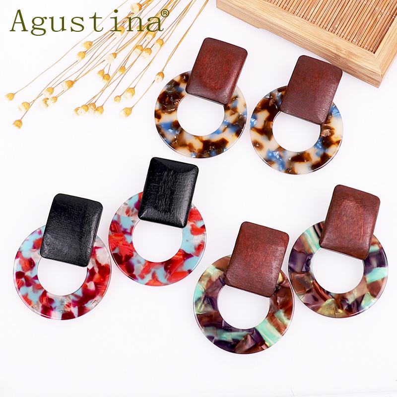 

Agustina Wood Acetate Fashion Earrings Jewelry Girls Drop Earrings For Women Green Rainbow Punk Earring Earings Boho