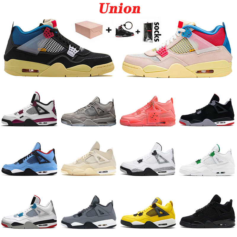 

New JUMPMAN 4s Basketball Shoes Retro Union noir High Quality White Cement Sail Black Cat Travis Cool Grey Men Women Off Sport Sneakers, D11 black cat 36-47