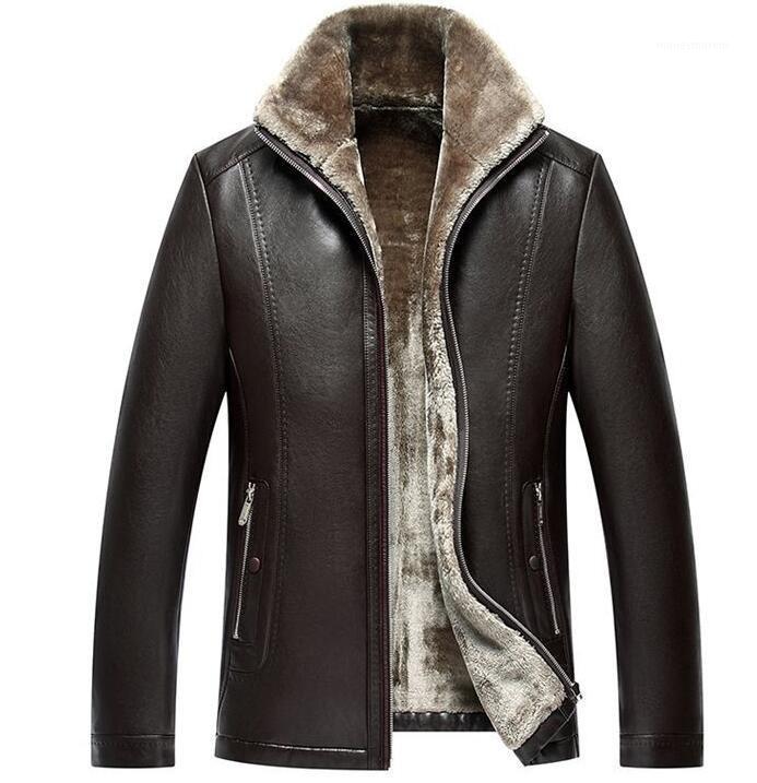 

Leather jacket coat 2020 new fashion thicker warm winter leather jackets fur one coat jacket liner, mixed 4XL1, Picture color