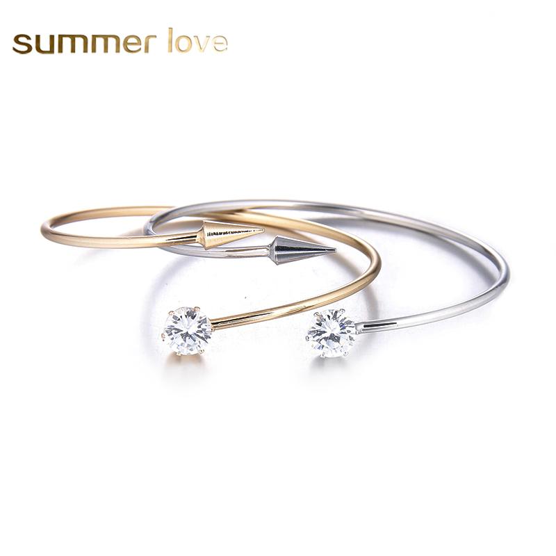 

Fashionable Charm CZ Zircon Ball Tails/Arrow Opening Hand Cuff Bracelets & Bangles for Women Girls Gifts Simple Jewellery
