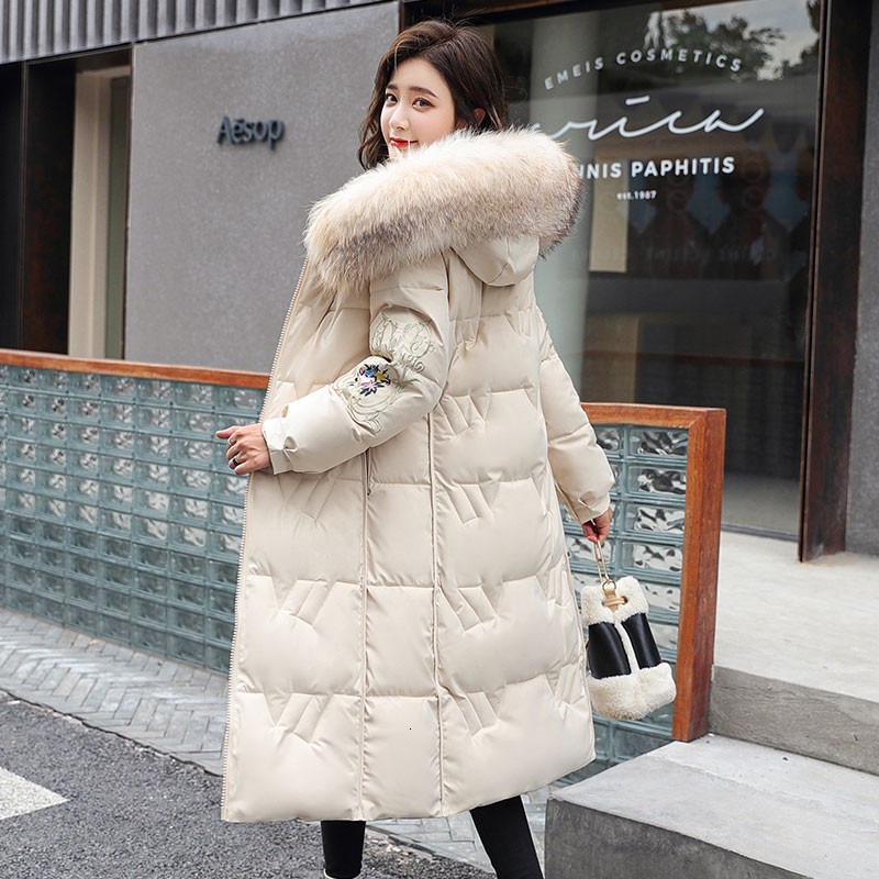 

2021 New Winter Cotton Quilted Double Fine Jacket Women Jackets Thick Coat with Warm Hood AKFE, Beige
