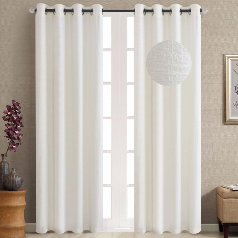 

Gyrohome Jacquard Faux Linen T/C Fabric Blackout Grommet Top Curtains Used in Bedroom,Living Room Sold As 2 panels GH2001, Beige