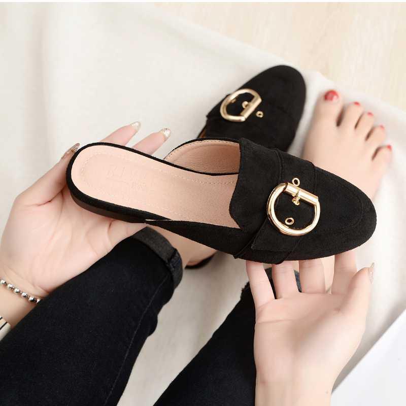

Female Winter Suede Low Heel Slides Designer Shoes Women's Mules Outdoor Ladies Black Platform Slippers Girl's Home Flip Flops1, Khaki