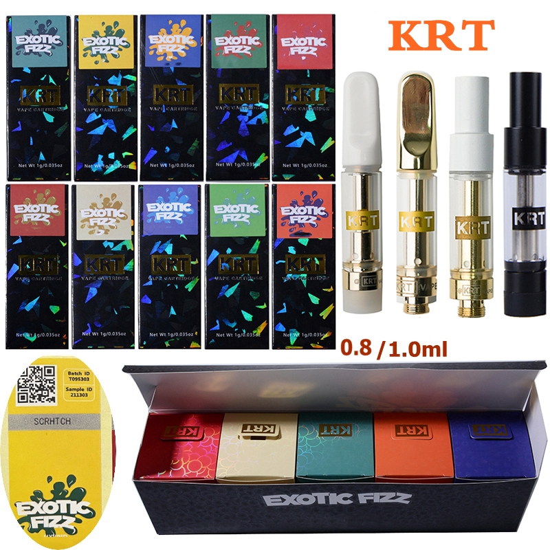 

KRT Vape Cartridges Packaging High Quality Atomizers 0.8ml 1ml Ceramic Cartridge 510 Thread Glass Thick Oil Dab Pen Wax Vaporizer Carts Electronic Cigarettess Empty