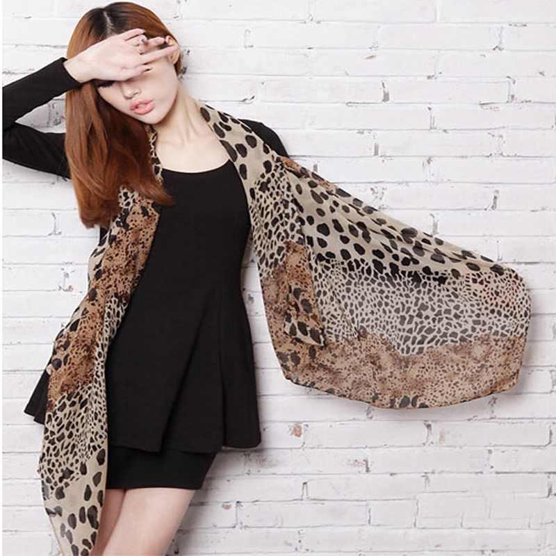 

Scarves Wholesale- 2014 Sell Sexy Fashion Shinning Leopard Print Chiffon Shawl Scarf For Women And Girls High Quality1