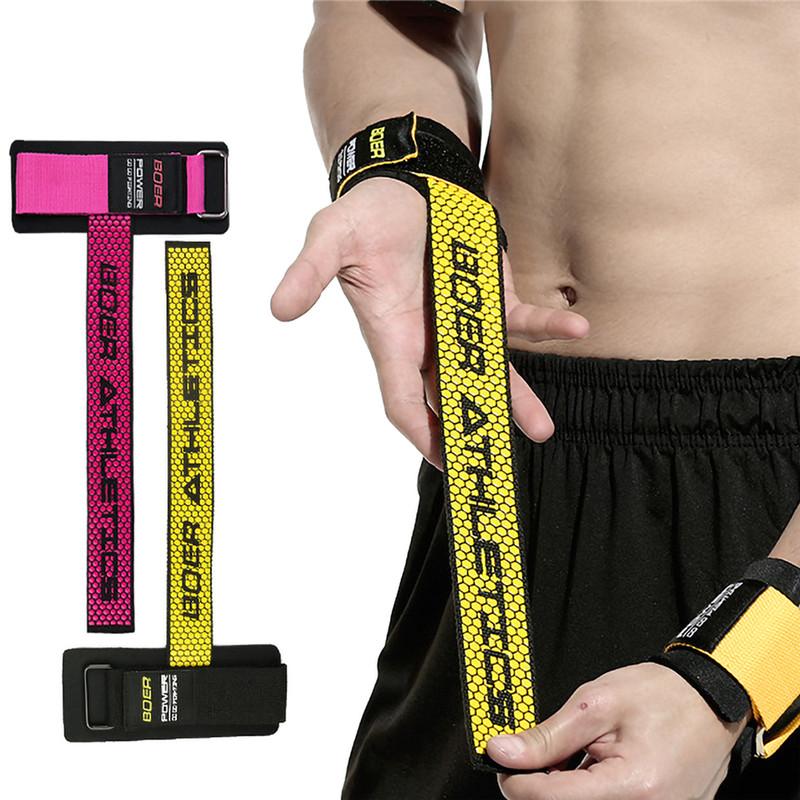 

1 Pair Anti-slip Fitness Wrist Support Guard Wraps Crossfit Sport Wristband Weights Hand Straps Gym Bands For Dumbbell Barbell, Yellow