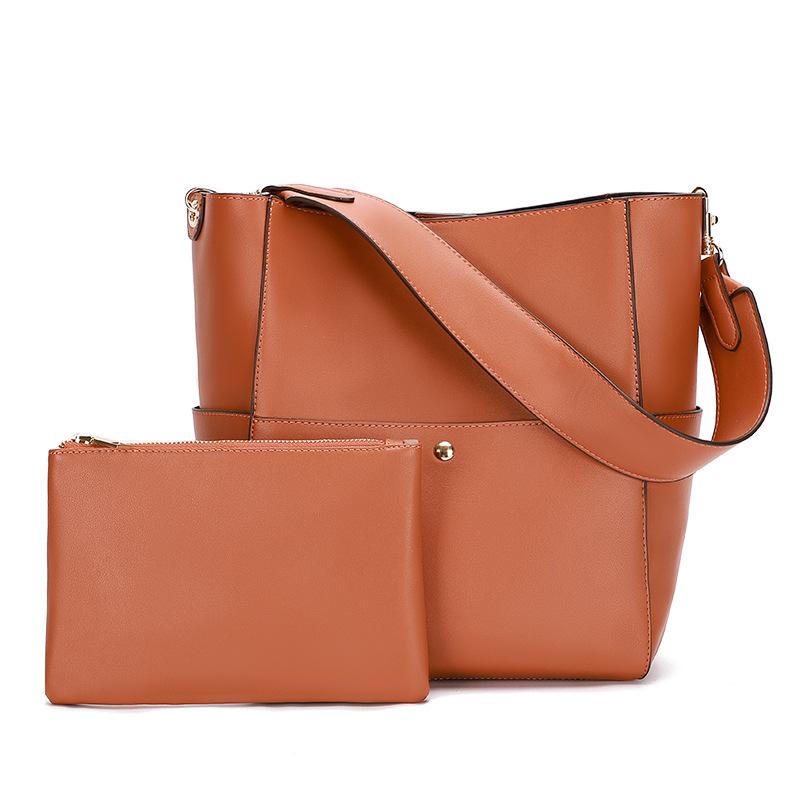 

2PCS PU Leather Composite Bags For Women Designer Bucket Bag Lady Handbags Sac Femme Shoulder Bag Female Crossbody Sac Femme, Brown