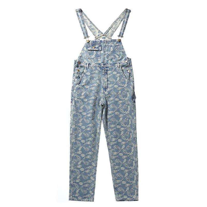 

Mcikkny Fashion Men's Denim Bib Overalls Hip Hop Multi-pockets Jeans Jumpsuit For Male Suspender Pants Embroidered Size S-2XL, Blue