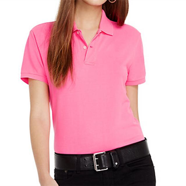 

Top high quality Pink big horse Summer New women's short sleeve shirts 100% cotton casual solid lady tees fashion femme