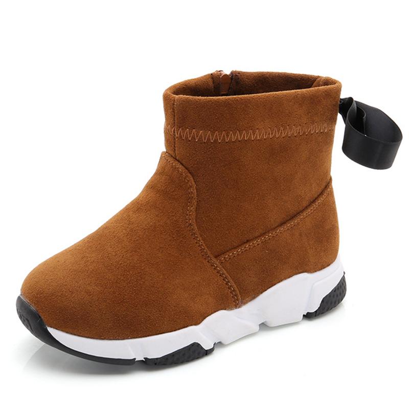 

SKHEK 2021 Winter New Girl Warm Boots Children Boys Sport Shoes Fashion Plus Velvet Thicken Zipper Kids Sneakers Non-slip, Black;grey