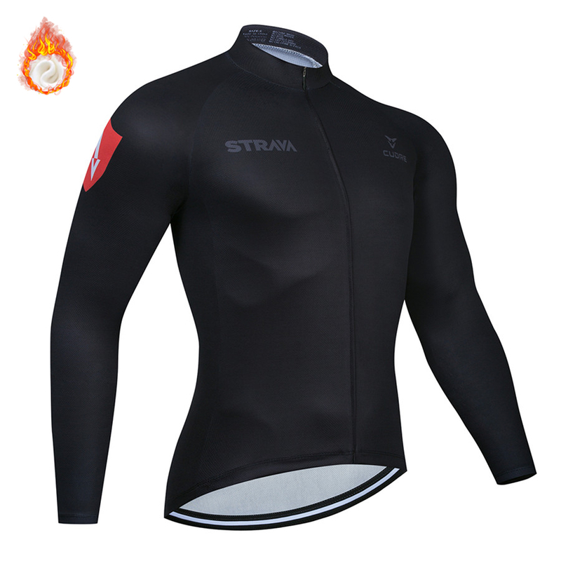 

STRAVA Winter Thermal Fleece Cycling tops Jerseys Long Sleeve Jacket Man MTB Bicycle Racing Bike Clothes Cycling Clothing 220217