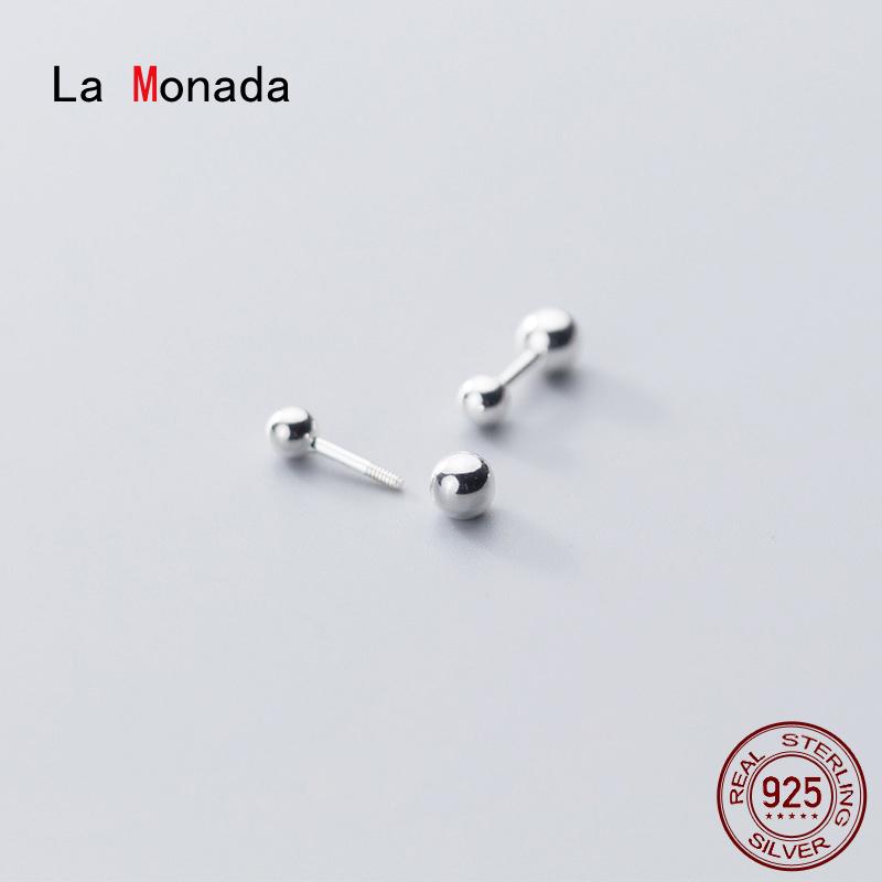 

Stud La Monada Earrings For Women Silver 925 Minimalist Glossy Bead Fine Jewelry