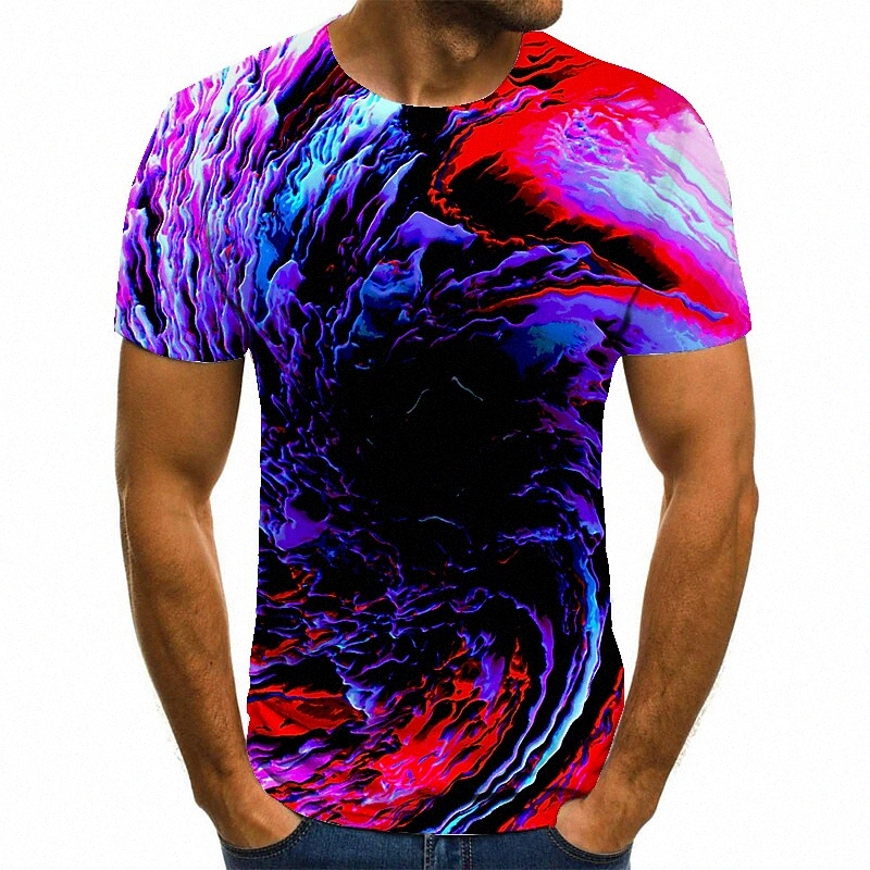 Chemise T-shirt Hommes 3D Imprimer Géométrique Cou Cou Casual Daily 3D Imprimer Imprimé à manches courtes Tops Casual Fashion Noir / Rouge J5uz #