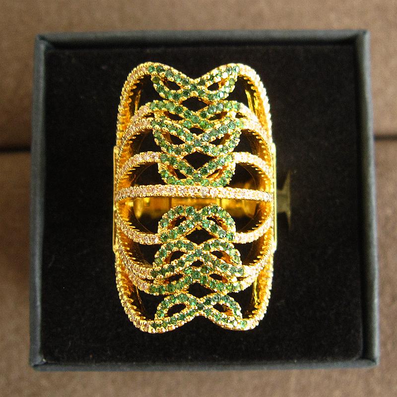 

Fashion cubic zirconia Extravagant hollowed out curve wide surface ring ,shinning, Wedding&Party Jewelry for Women.RC008