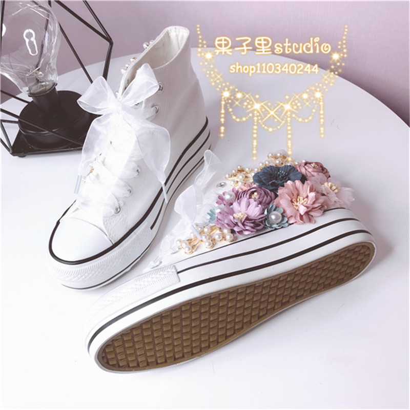 

2020 New Korean Dreamer Colored Flowers on Canvas High-level Student Shoes with Thick Soles 9nd5