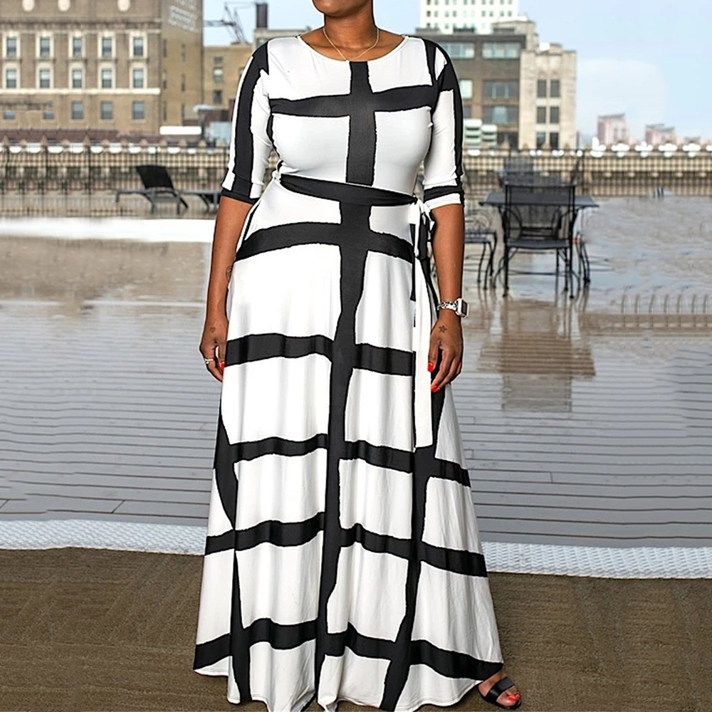 

2021 Western Style Dressed in Simple Fashion Ladies Fine Spring New Hot Stripe Sale Around the Neck 8o0s, White