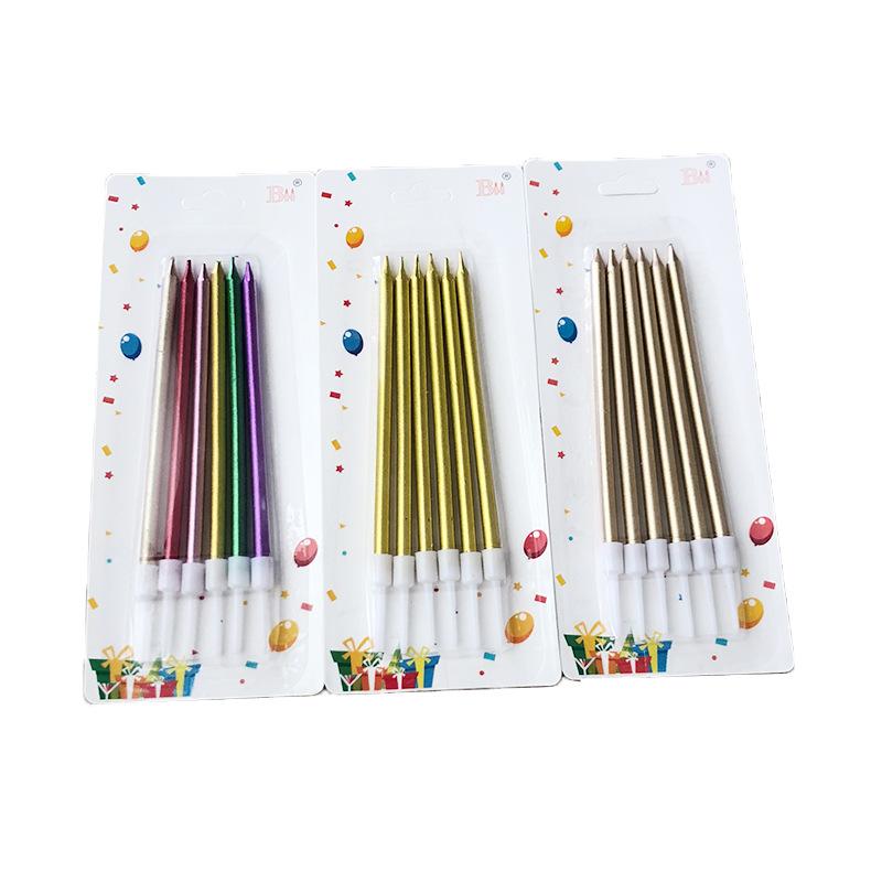 

6Pcs Long Pencil Cake Candles Cakes Decorating Tools Safe Flames Kids Birthday Party Supplier For Wedding Home Decorations