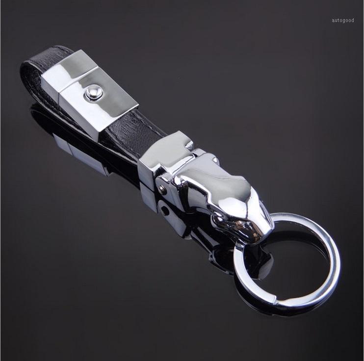 

Keychains 2021 Classic Zinc Alloy Silver Plated PU Leather Cool Leopard Head Keychain Men Fashion Wrench Key Chain Creative Keyfob Tools1