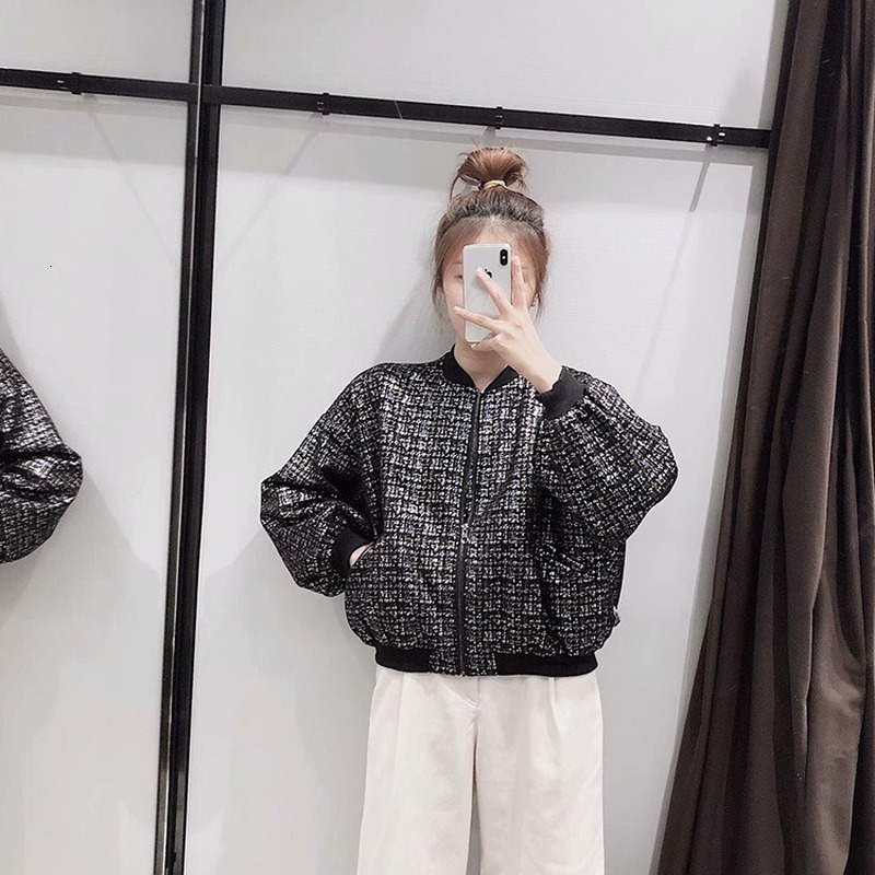 

European Style Women's Printed Plaid Outerwear Autumn 2021 Lady Street Wear the Neck High End Jacket Clothes Bh31, Black