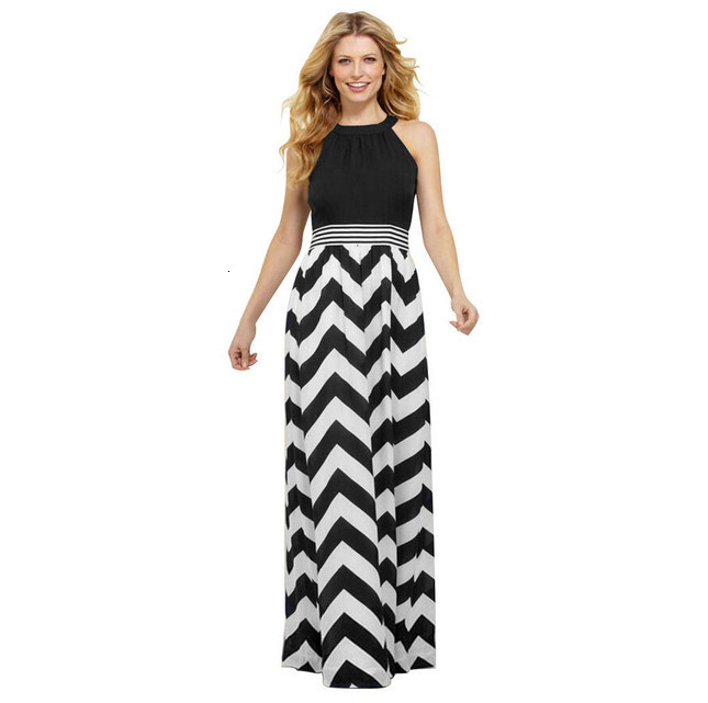 

2021 New Boho Style Long Women Off Shoulder Beach Casual Summer Robe Sexy Black White Stripe Chiffon Maxi Gbqt, Blue