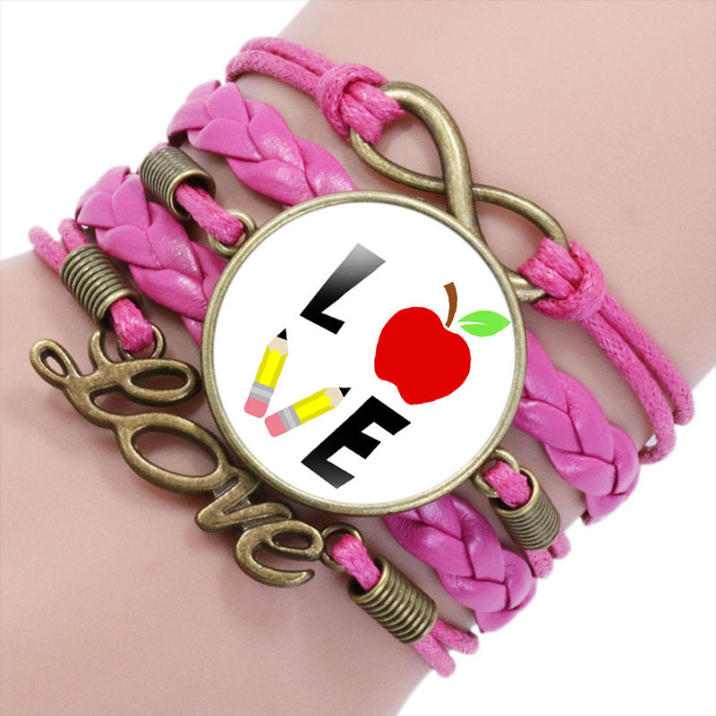 

Love to Teach Charm Leather Wrap Bracelets & Bangles for Women Men Teacher Planner Assistant Teachers Gift Bracelet
