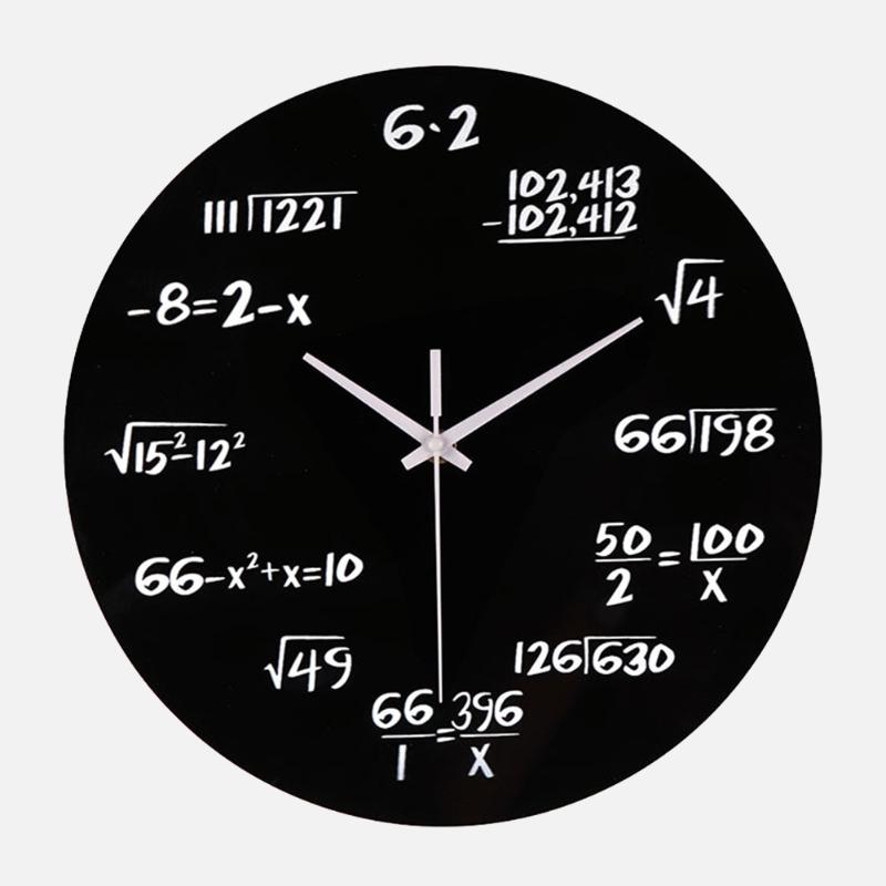 

Wall Clock Round Silent Gift Home Decor Battery Powered Bedroom Math Equation Modern Pointer For Kids Rooms Office Acrylic
