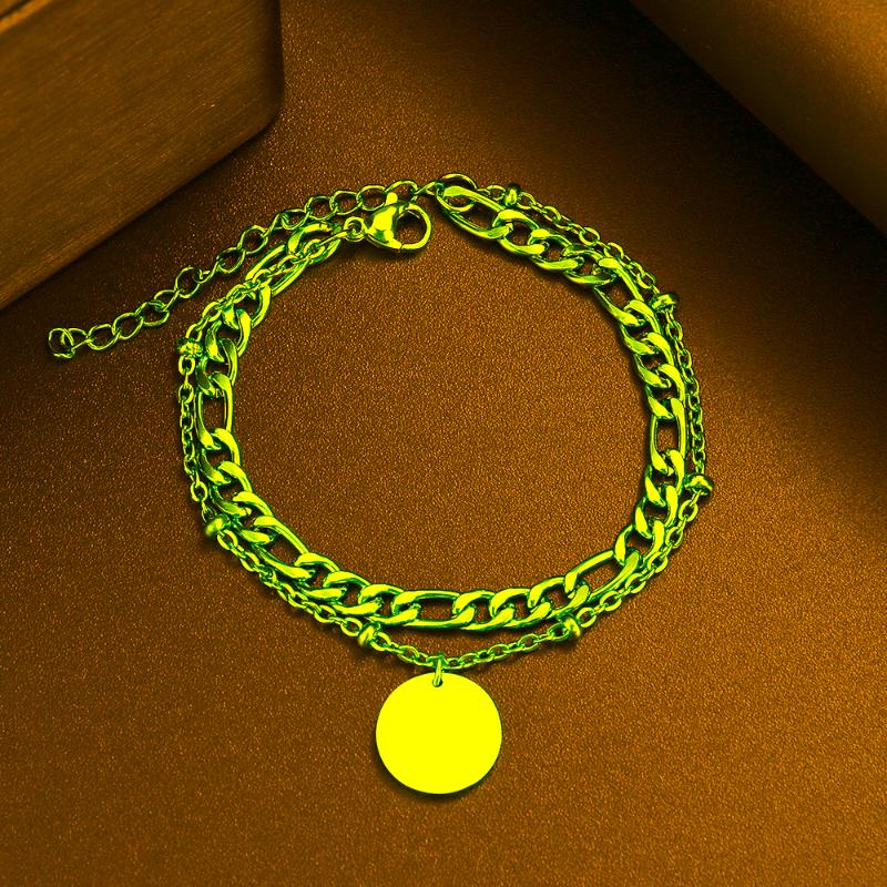 

Link, Chain Stainless Steel Bracelet Trendy Classic Geometric Circle Bracelets Pendant For Men Women Jewelry Party Friends Gifts