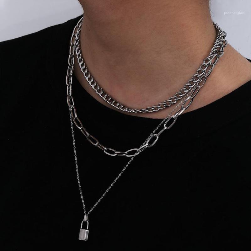 

Chains Designer Original Metal 3-layer Lock Type Necklace Bohemian Style 2022 Fashion Geometric Charm Jewelry Ladies Party Gift, Silver
