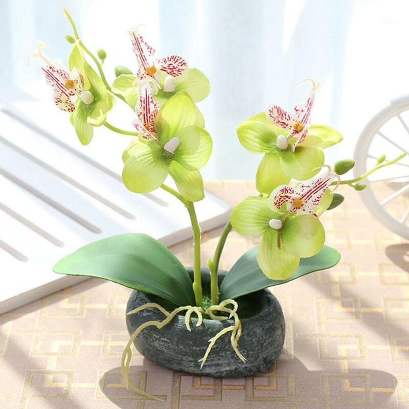 

Decorative Artificial Flower Butterfly Orchid Potted Fake Floral Garden 4 Colors1, Green
