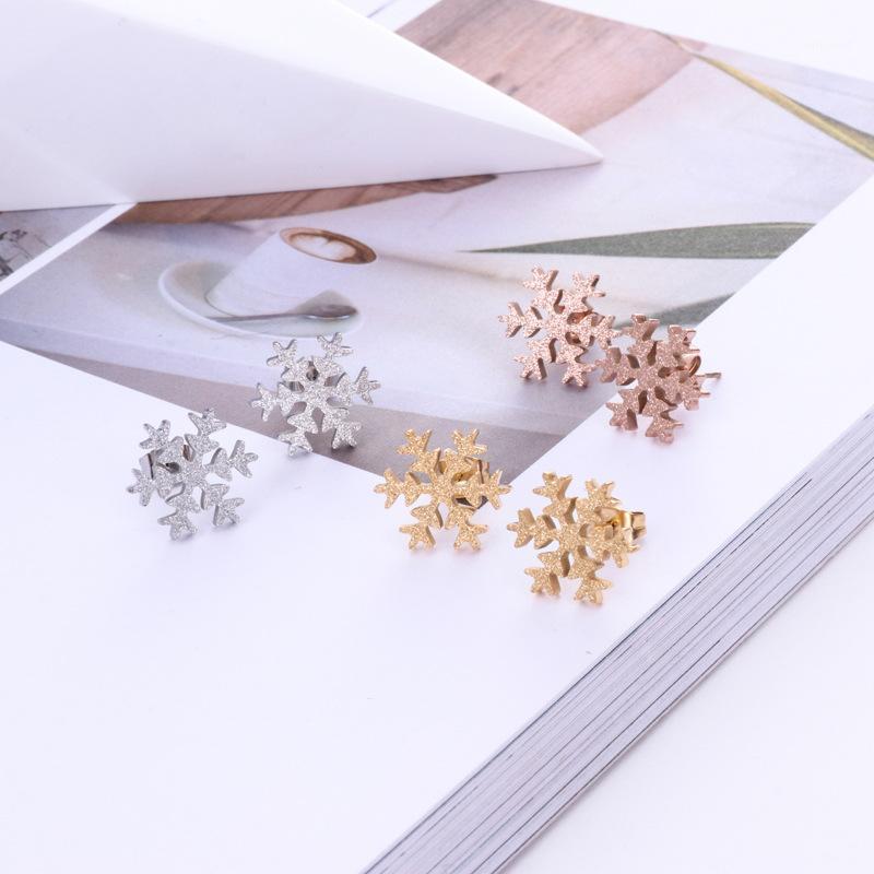 

Stud Martick Winter Style Romantic Snow Earrings For Young Lady Frosted Polishing Brincos Woman E1671